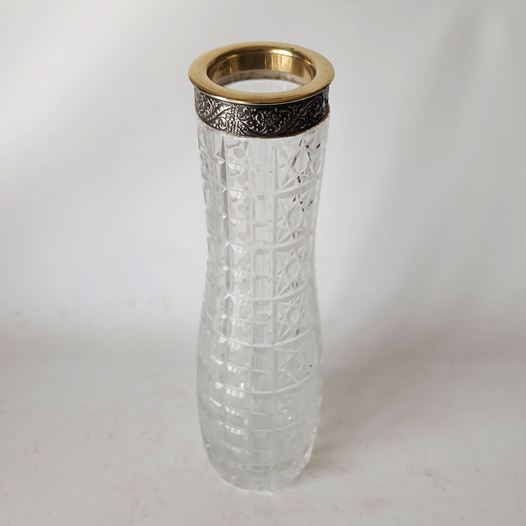 liter Great Barrier Reef Verkoper Antieke Russische glazen vaas met zilveren bovenkant. – Curiosa Den Haag
